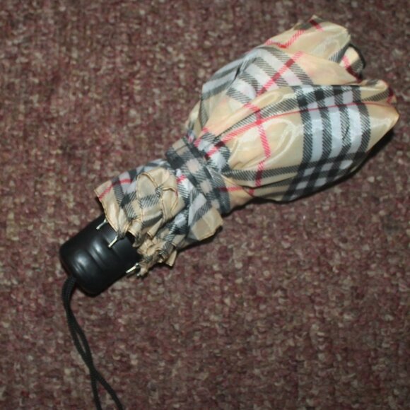 Vintage Folding Nova Check Tartan Plaid Umbrella Unisex - Picture 8 of 8